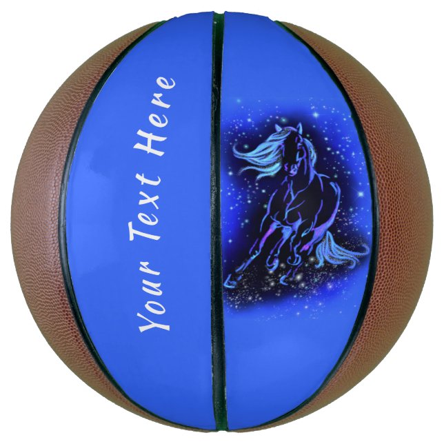 Ballon De Basket Cheval Basket Courir En Bleu Nuit Texte Personnali (Vertical)