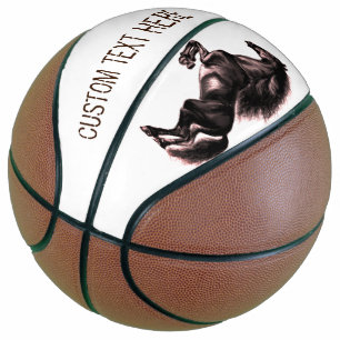 Ballon De Basket Cheval sauvage noir droit Texte personnalisé Baske