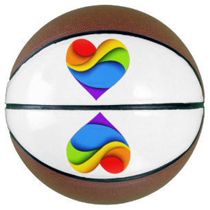 Ballon De Basket Cœur en forme de SlipperyJoe arc-en-ciel rouge ora