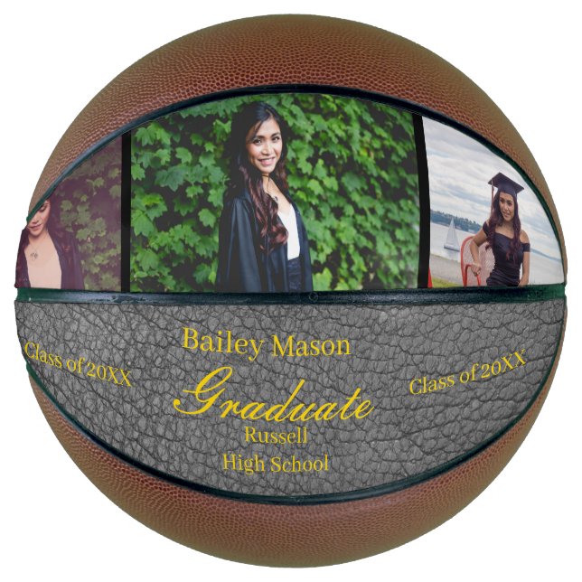 Ballon De Basket Collage photo Basketball de graduation en cuir noi (Devant)