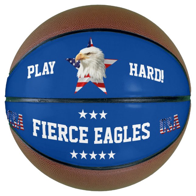 Ballon De Basket Cool Bald Eagle, Drapeau Américain, Star (Devant)