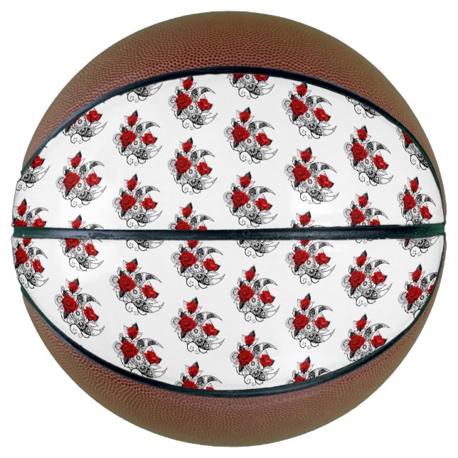 Ballon De Basket Croissant mécanique avec roses rouges (Devant)