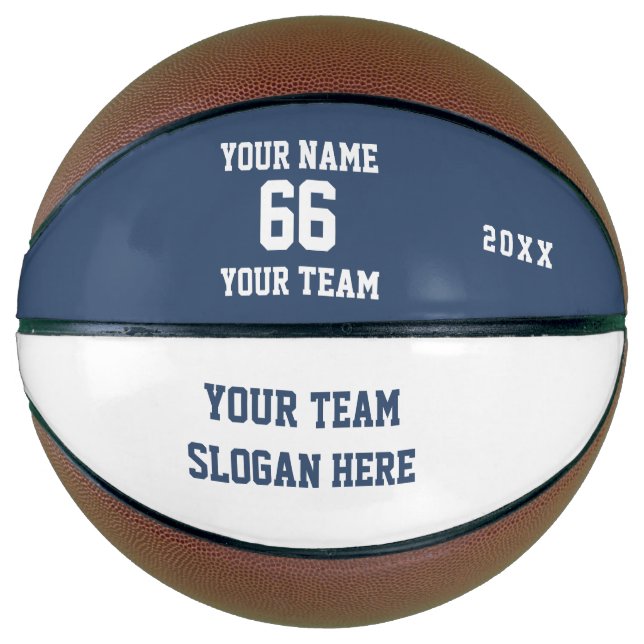 Ballon De Basket Custom Blue Basketball with Name, Number, Team (Devant)