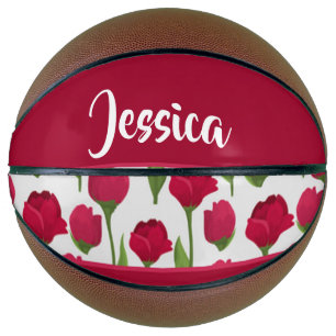 Ballon De Basket Custom name red and pink roses