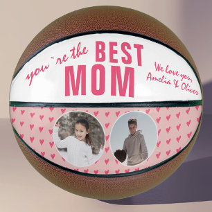 Ballon De Basket Cute Best Mom Cœur Rose 2 Collage Photo