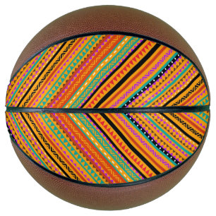 Ballon De Basket Cute coloré natif aztèque tissu design motif