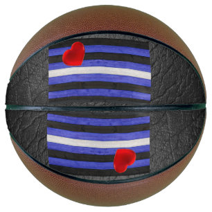 Ballon De Basket Drapeau de fierté en cuir SlipperyJoe's noir bleu