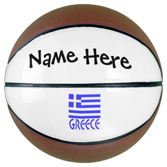 Ballon De Basket Drapeau grec avec votre nom (Devant)