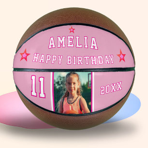 Ballon De Basket Étoile joyeux anniversaire rose Joueur Photo 