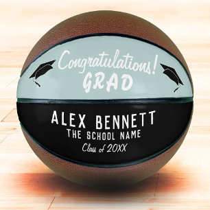 Ballon De Basket Félicitations Grad Dégradé Noir et Blanc de fin d'