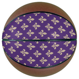 Ballon De Basket Fleur de Lis Motif, Royal French Creative on Purpl