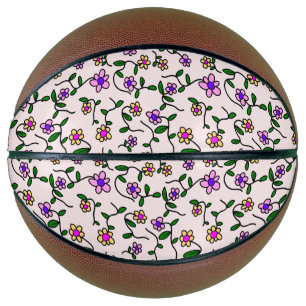 Ballon De Basket Fleurs Colorées, Motif Floral, Verdure, Boho