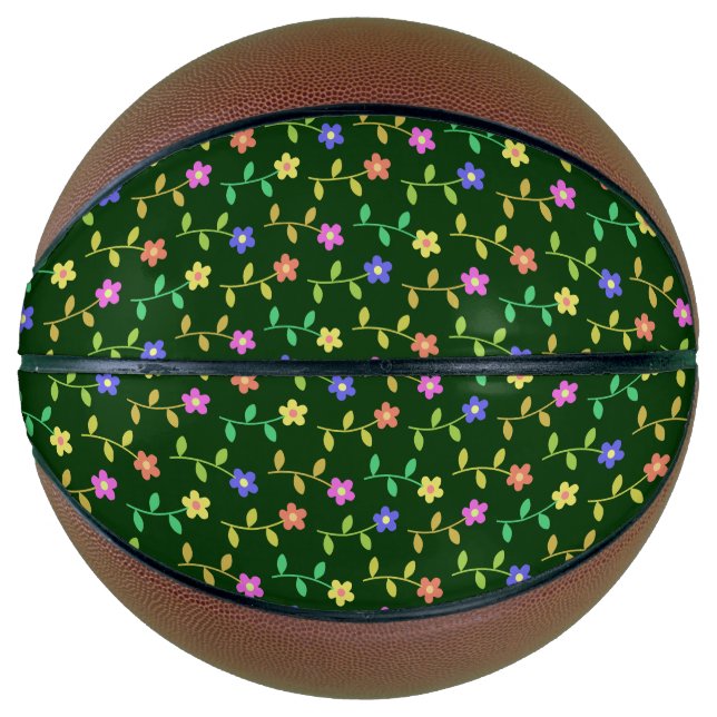 Ballon De Basket Fleurs Colorées, Motif Floral, Verdure, Boho (Devant)