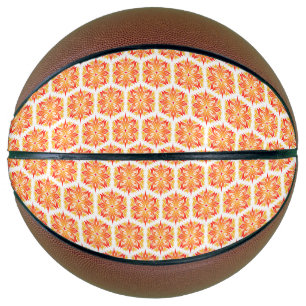 Ballon De Basket Fleurs Oranges, Motif De Fleurs, Motif Floral