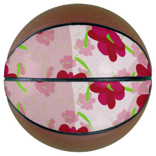 Ballon De Basket Fleurs roses et rouges - Floral