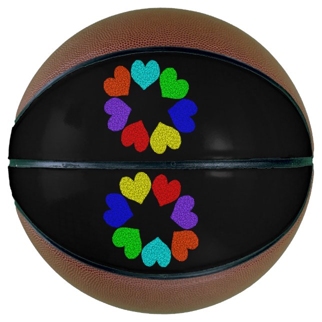 Ballon De Basket Floral Rainbow Love Hearts Basketballs (Devant)