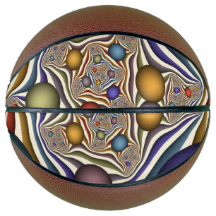 Ballon De Basket Flying Up Colorful Moderne Art Fractal Abstrait