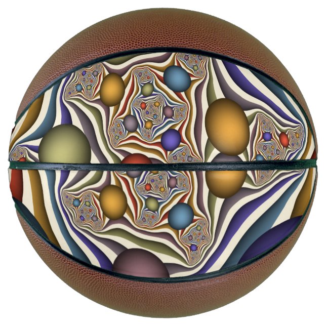 Ballon De Basket Flying Up Colorful Moderne Art Fractal Abstrait (Devant)