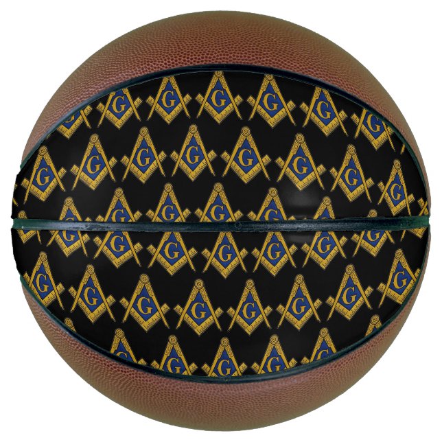 Ballon De Basket Freemasons maçonniques Carré et Compass noir (Devant)