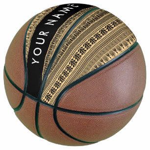 Ballon De Basket Fret grec, Clé de méandre mixte, Brown, Votre Nom