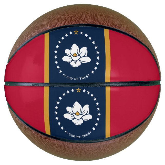 Ballon De Basket Fullsize Basketball with Flag of Mississippi, USA (Devant)