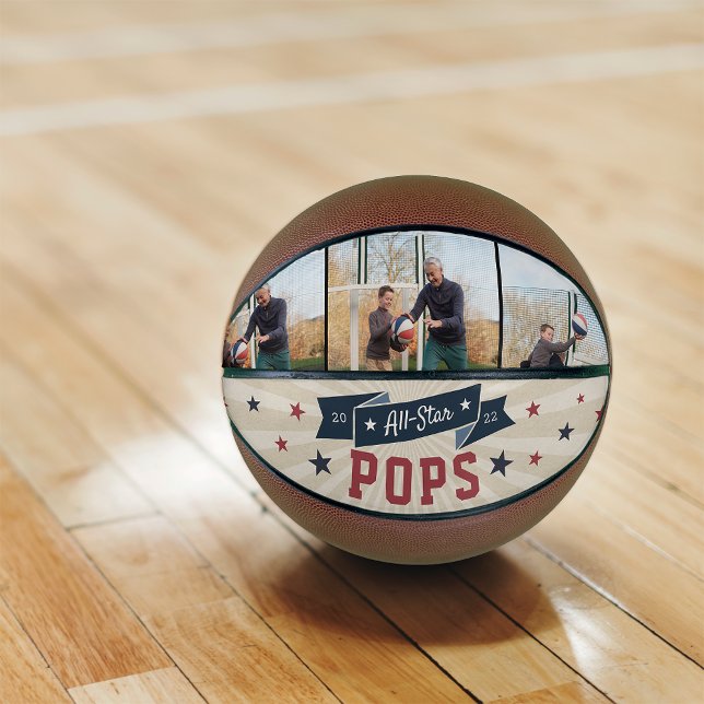 Ballon De Basket Grand-père photo personnalisée de Pops All-Star (Créateur téléchargé)