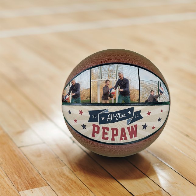 Ballon De Basket Grand-père photo personnalisée Pepaw All-Star (Créateur téléchargé)