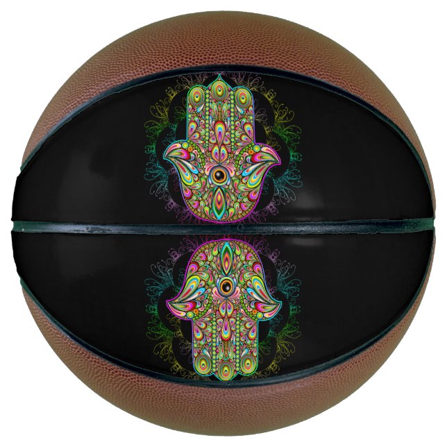 Ballon De Basket Hamsa Fatma Main Psychedelic Art (Devant)