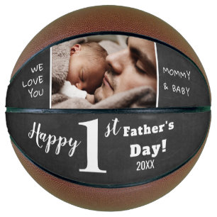 Ballon De Basket Happy First Fête des pères Chalkboard Photo person