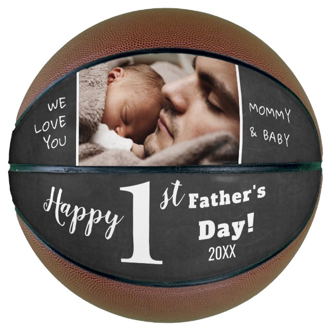 Ballon De Basket Happy First Fête des pères Chalkboard Photo person (Devant)