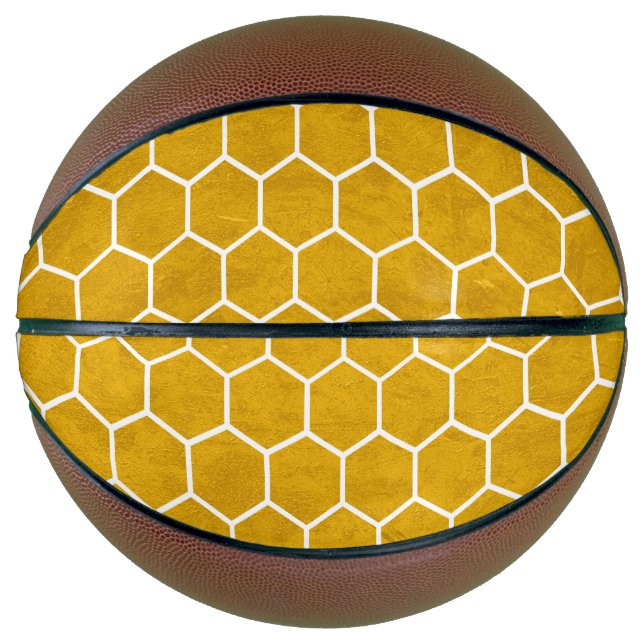 Ballon De Basket Hexagone Motif Hexagon Jaune (Devant)
