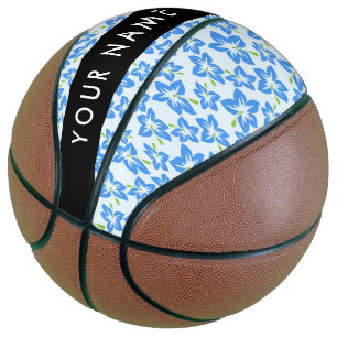 Ballon De Basket Hibiscus Bleu, Fleurs Bleues, Votre Nom
