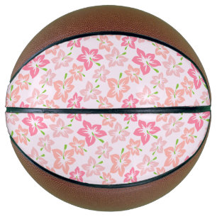 Ballon De Basket Hibiscus Rose, Fleurs Roses, Motif De Fleurs