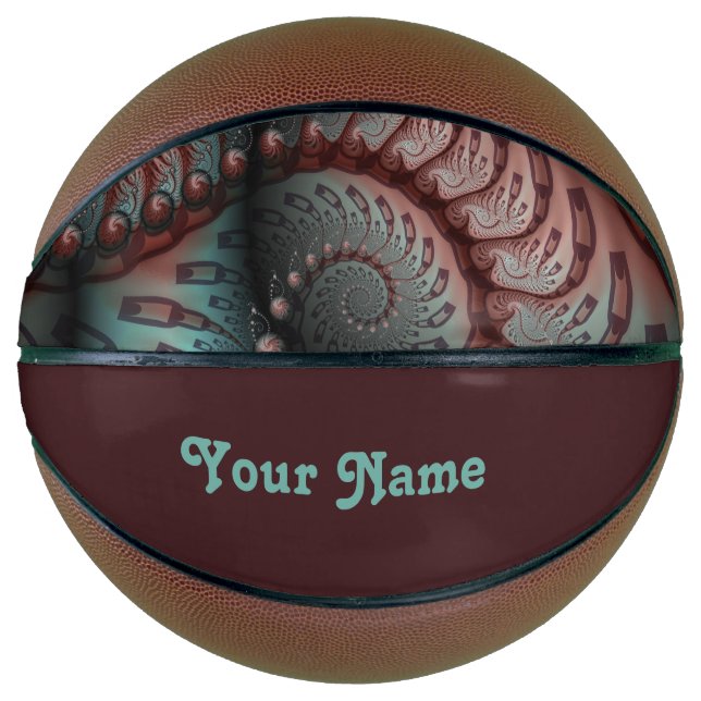 Ballon De Basket Imaginaire Abstrait Vivid Fractal Art Brown Nom bl (Devant)