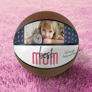 Ballon De Basket Joli cœur rose Meilleure maman photo Fête des mère