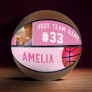 Ballon De Basket Joueuse de Basket-Ball Rose Nom de l'équipe Numéro