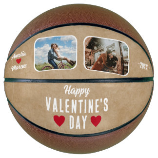 Ballon De Basket Joyeuse Saint-Valentin Cœurs Rouges 2 Photos