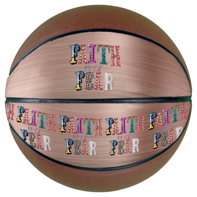 Ballon De Basket La foi rétro au-dessus de la peur (Devant)