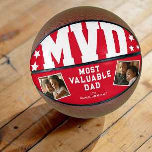 Ballon De Basket Le père le plus précieux du MVD Deux photos rouge