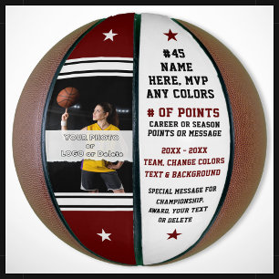 Ballon De Basket Marron et Blanc, BASKETBALL PHOTO avec nom dessus