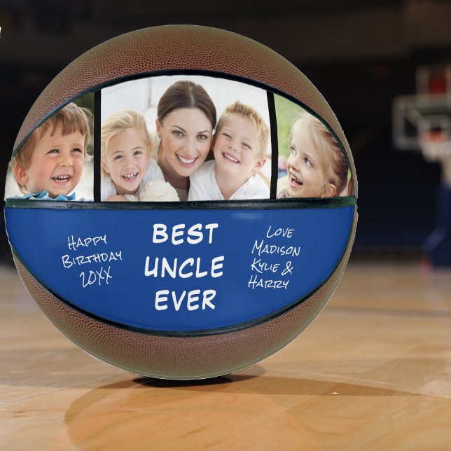 Ballon De Basket Meilleur Oncle Jamais Photo Personnalisée Bleu (Créateur téléchargé)