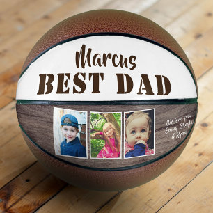 Ballon De Basket Meilleur Papa Bois Rustique 3 Collage Photo Fête d