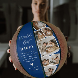 Ballon De Basket Meilleur papa du monde avec une grille photo multi