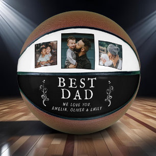 Ballon De Basket Meilleur Papa Feuillage 3 Collage Photo Personnali