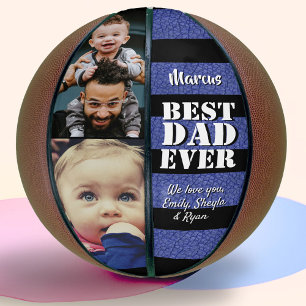 Ballon De Basket Meilleur Papa Impression Cuir Bleu 2 Photo Fête de