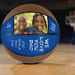 Ballon De Basket Meilleur papa jamais photo bleue