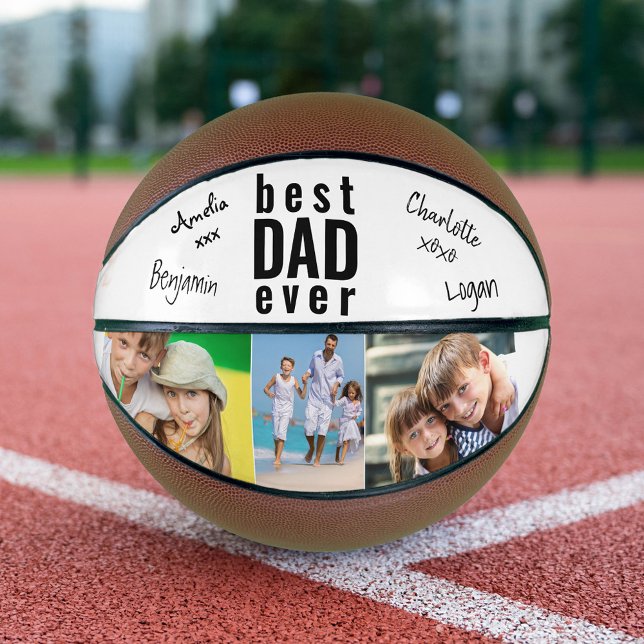 Ballon De Basket Meilleur Papa Jamais Signé Photo Basket Blanc Bask (Créateur téléchargé)