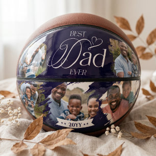 Ballon De Basket Meilleur Papa Photo Collage Cadeau Souvenir pour P