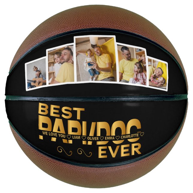 Ballon De Basket Meilleur Papi Toujours Personnalisé Famille 5 Phot (Devant)