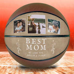 Ballon De Basket Meilleure Maman Feuillage Rustique 3 Photos Person